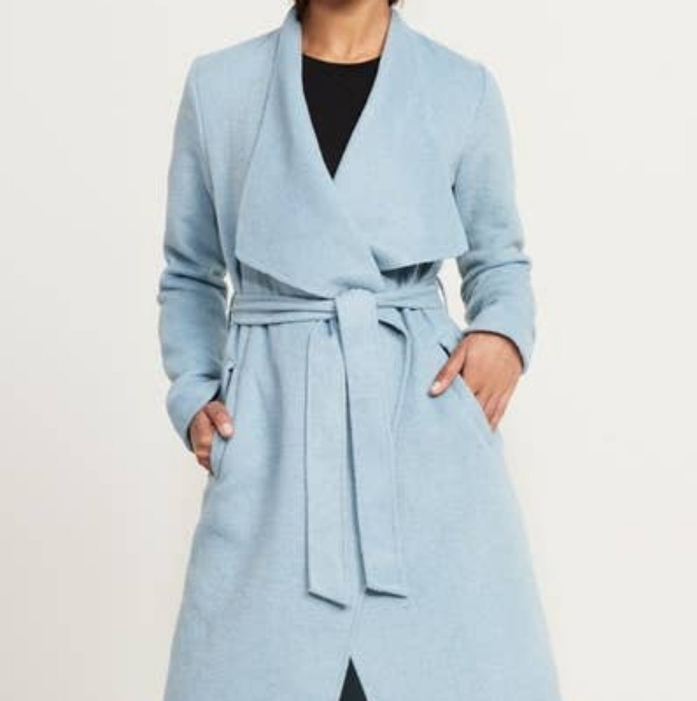 Dynamite / Light Blue Wool Coat with Tie